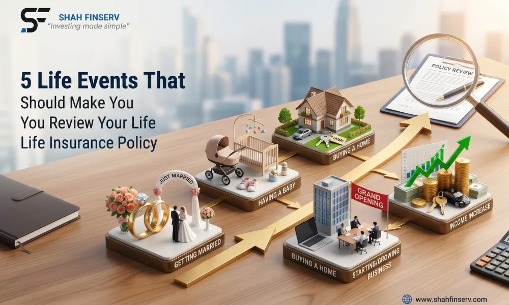 Couple reviewing their life insurance policy documents with an advisor